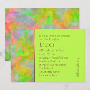 Convites Bat Mitzvah Abstract Design no Verde limão
