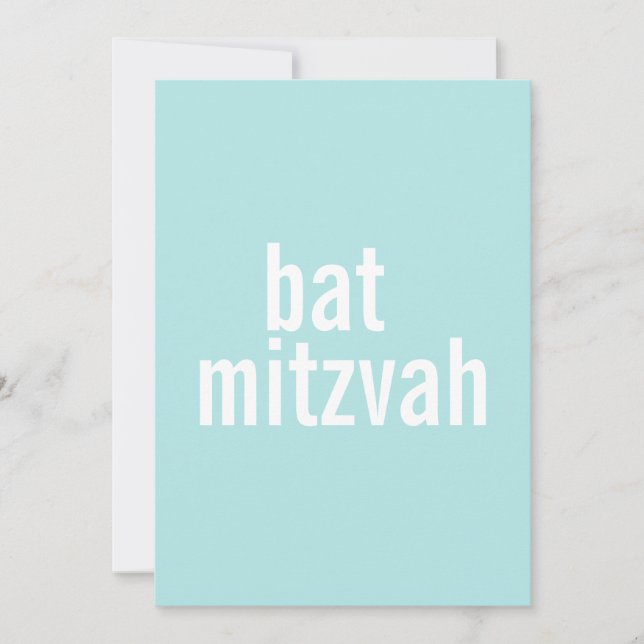 Convites Bat Mitzvah Anuncia {Light Teal} (Frente)