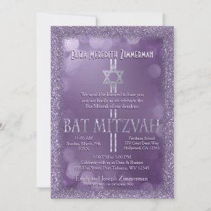 Convites Bat Mitzvah Aparência Roxa