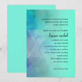 Convites Bat Mitzvah Aqua e Blue Star de David