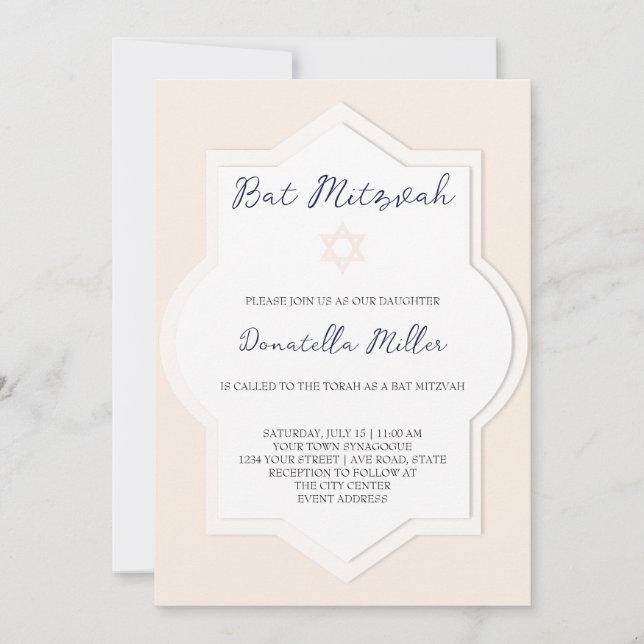 Convites Bat Mitzvah Arte Moderna Estrela de Davi (Frente)