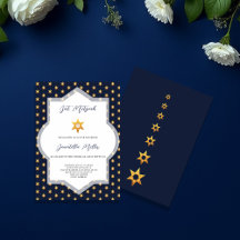 Bat Mitzvah Azul Marinho Moderno Estrela de Davi
