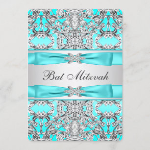 Convites Bat Mitzvah Azul Turquesa