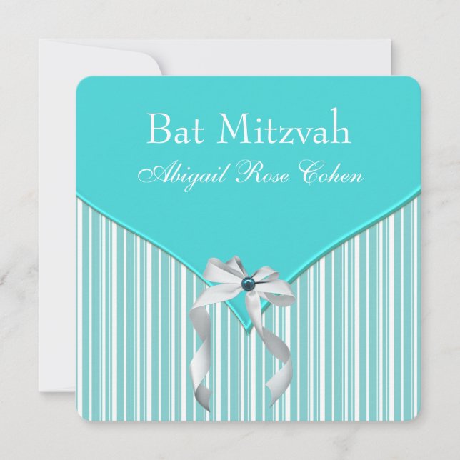 Convites Bat Mitzvah Azul Turquesa (Frente)