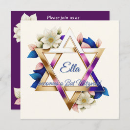 Convites Bat Mitzvah Belo Estrela Floral da Praça David
