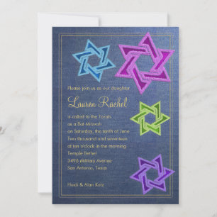 Convites Bat Mitzvah Blue Denim