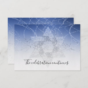 Convites Bat Mitzvah Blue Star Glittery After Party Card