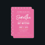 Convites BAT MITZVAH: bonito, branco-rosa, moderno,<br><div class="desc">pelo kat massard >> kat@simplysweetPAPERIE.com <<< design de convite de tendência para o BAR/BAT MITZVAH do seu filho como modelo é simples adicionar seus próprios detalhes ou clicar no botão personalizar e você pode adicionar ou alterar texto, fontes, tamanhos etc DICA: 1. Para alterar/mover gráficos / alterar a cor de...</div>