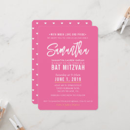 Convites BAT MITZVAH: bonito, branco-rosa, moderno,