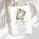 Convites Bat Mitzvah Botânico de Hibisco Rosa Tropical<br><div class="desc">Convide os entes queridos para uma celebração significativa com este convite de bat mitzvah tropical. Projetado com uma estrela de David rodeada por hibiscos pastéis,  plumeria,  antúrio e protea,  oferece uma mistura única de fé e beleza natural. Perfeito para um dia tranquilo e alegre rodeado de beleza e amor.</div>