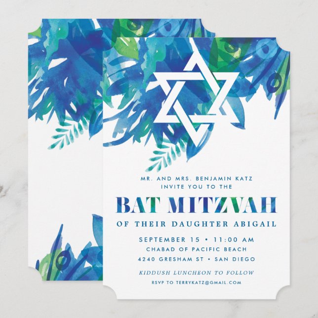 Convites Bat Mitzvah Breeze (Frente/Verso)