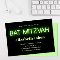 Bat Mitzvah Bright Green Neon Lights Salva A Data