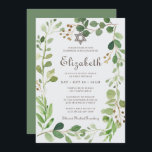 Convites Bat Mitzvah Classic Script Watercolor Foliage<br><div class="desc">Composta por uma tipografia elegante de serifa e escrita cursiva numa estrutura botânica de folhagem verde-aquática de cor verde-aquática. Este foi projetado por materiais de terceiros selecionados,  exclusivos para o Zazzle. Disponível aqui: http://www.zazzle.com/store/selectpartysupplies</div>