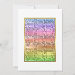 Convites Bat Mitzvah Colorful Rainbow Star Damask