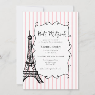 Convites Bat Mitzvah com tema de Paris