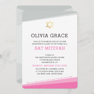 Convites BAT MITZVAH CONVIDA ângulos modernos simples cor-d