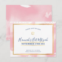 BAT MITZVAH - cor-de-água cor-de-rosa dourada, exc