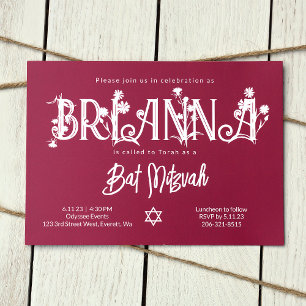 Convites Bat Mitzvah, cor-de-rosa botânico