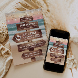 Convites Bat Mitzvah da Praia | Estrela de Davi