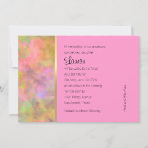 Convites Bat Mitzvah Design abstrato a rosa
