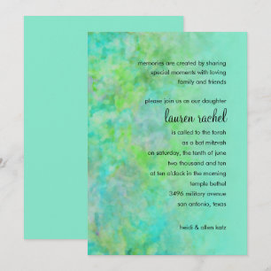 Convites Bat Mitzvah Design abstrato em Aqua