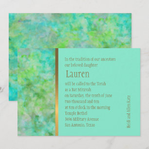 Convites Bat Mitzvah Design abstrato em Aqua