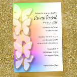 Convites Bat Mitzvah Dimensionável Borboleta Arco-Íris Grad<br><div class="desc">Bat Mitzvah design de Umua. Impresso e enviado pela Zazzle ou seu parceiro.</div>