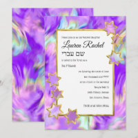 Bat Mitzvah Dourada Star Abstrato Tie Roxo