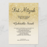 Convites Bat Mitzvah, Dourado falso creme branco<br><div class="desc">Um convite moderno,  original e simples para o glitter ombre Bat Mitzvah sobre um fundo branco creme totalmente personalizável</div>