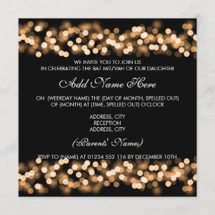 Convites Bat Mitzvah Dourado Glam