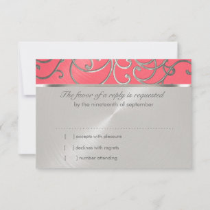 Convites Bat Mitzvah Elegante rosa e Silver Filigree