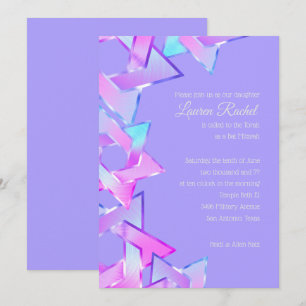 Convites Bat Mitzvah, Estrela Azul Rosa Púrpura de David
