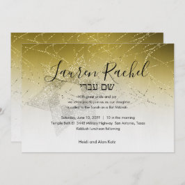 Convites Bat Mitzvah, Estrela Dourada de David Glittery Inv