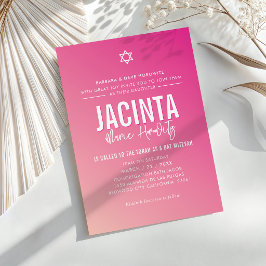 Convites BAT MITZVAH estrela moderna belo gradiente rosa