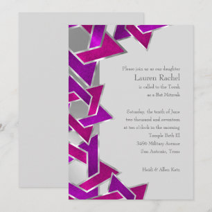 Convites Bat Mitzvah, Estrela Púrpura Rosa de David a Qualq
