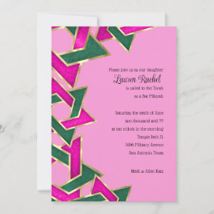 Convites Bat Mitzvah Estrela Verde Rosa de David
