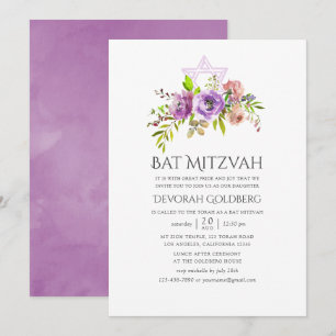 Convites Bat Mitzvah Floral de Primavera