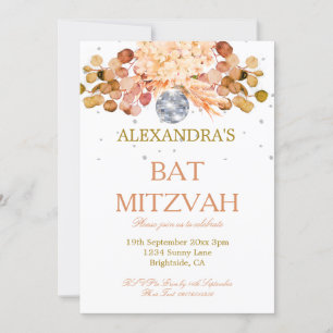 Convites Bat Mitzvah Floral Disco