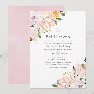 Convites Bat Mitzvah Floral Pastel