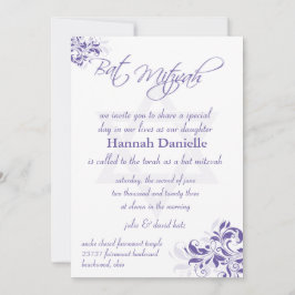 Convites Bat Mitzvah Floral Roxo Formal