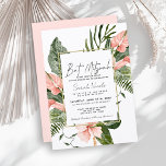 Convites Bat Mitzvah Floral Tropical Rosa<br><div class="desc">Este convite elegante e tropical de bat mitzvah apresenta antúrio rosa,  flores de hibisco e folhas tropicais com molduras de ouro falso. Personalize-o para suas necessidades. Você pode encontrar produtos correspondentes na minha loja.</div>