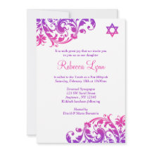 Bat Mitzvah, Floreado Púrpura Elegante
