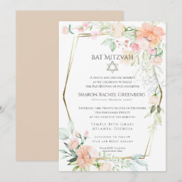 Convites BAT MITZVAH | Flores de Primavera de Aquarela Vers