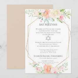 Convites BAT MITZVAH | Flores de Primavera de Aquarela Vers
