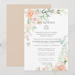 Convites BAT MITZVAH | Flores de Primavera de Aquarela Vers