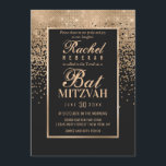Convites Bat Mitzvah, Foto do Confetti, Glitter Dourado, Ro<br><div class="desc">Este convite formal à fotografia do Bat Mitzvah inspira-se na paleta de cores moderna e moderna, infundida com estrutura de design chic e glamourosa. É elegante e bonito impressão exibe um confete de cinza ombre, brilhante e cintilante, com uma borda dourada para enquadrar o texto, sobre um simples fundo preto....</div>