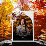 Convites Bat Mitzvah, Foto Floral Burgundy, Salve a Data<br><div class="desc">Imprima seus convidados com o requintado Bat Mitzvah Foto Floral Burgundy,  Salve o Convite de Data! Personalize com sua foto favorita e assista os elogios entrarem. Torne a celebração do seu morcego mitzvah inesquecível com estes convites.</div>