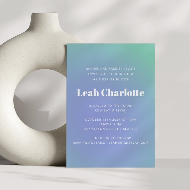 Convites Bat Mitzvah - Gradação Verde Azul da Casa da Moeda (Criador carregado)