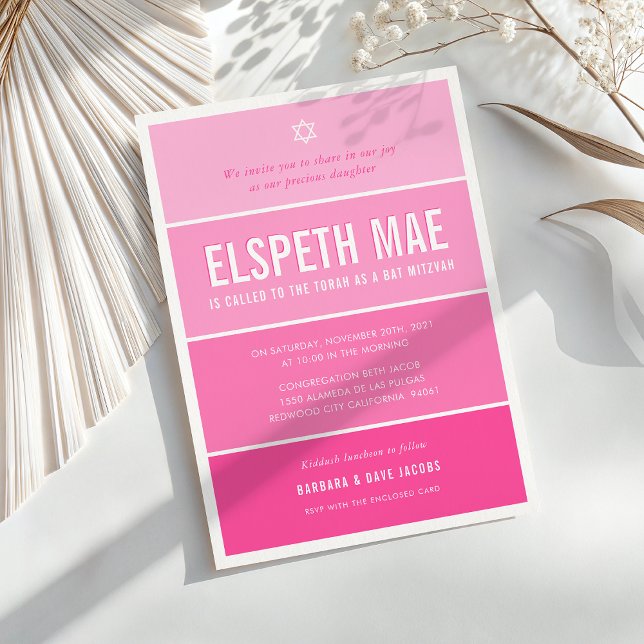 Convites BAT MITZVAH - Gradiente moderno de temperatura, ho (Criador carregado)