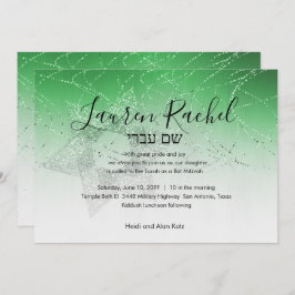 Convites Bat Mitzvah Green Star: David Glittery
